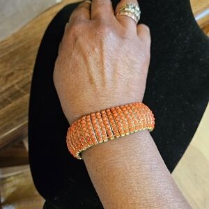 Orange Beaded Stretch Bracelet
